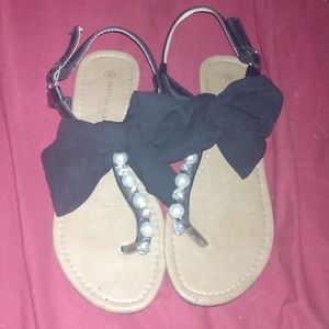 Pearl & Rhinestone Bow Sandals